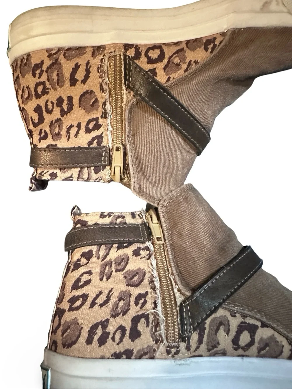 Blowfish Women Brown High-Top Sneakers with Leopard Accent